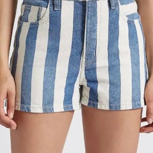 Current/Elliott Pants - Current/Elliott Blue and White Striped Jean Shorts